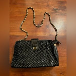Fiora Black Metal Mesh Bag Evening Handbag Shoulder Bag Black
